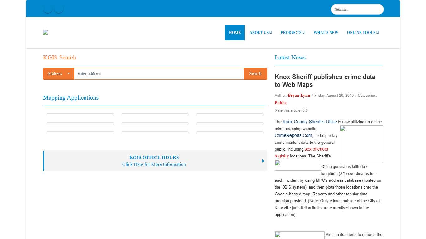 Knox Sheriff publishes crime data to Web Maps